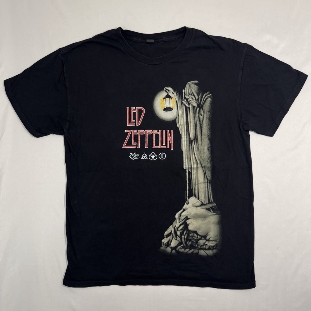 Led Zeppelin Black The Hermit Zoso Graphic Band T-Shirt Large